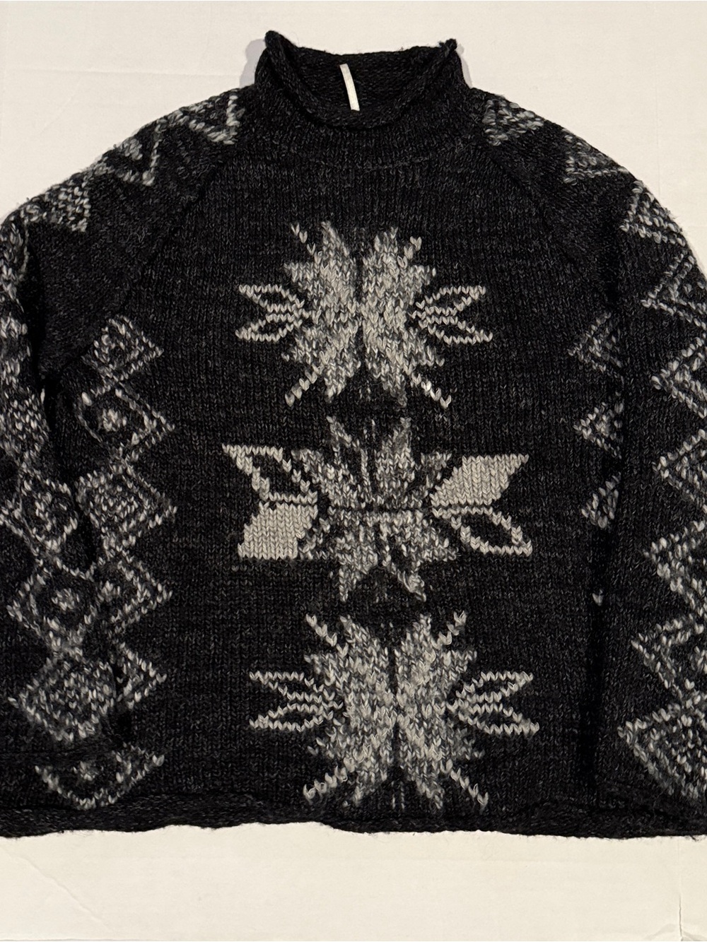 Free People Chunky Snowflake Wool Alpaca Sweater Oversized Nordic Fair Isle